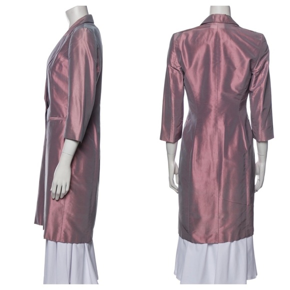 Carolina Herrera Vintage Purple Iridescent Silk Evening Jacket Coat Size 10 Ital - Picture 3 of 7